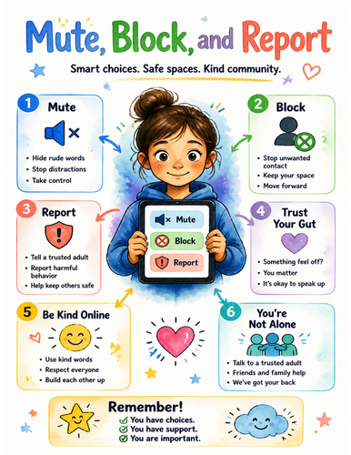 Mute, Block, and Report I Educational Poster I Classroom Decor