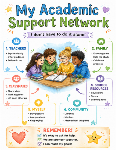 My Academic Support Network I Educational Poster I Classroom Decor