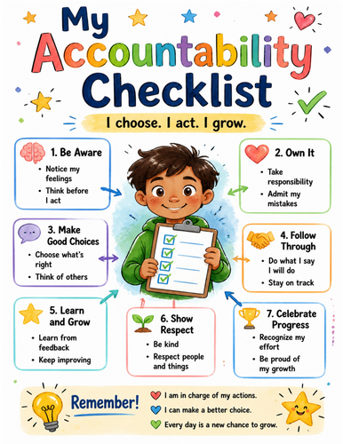 My Accountability Checklist I Educational Poster I Classroom Decor