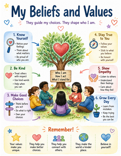 My Beliefs and Values I Educational Poster I Classroom Decor