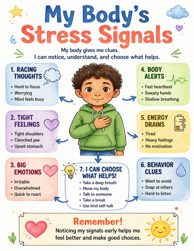 My Body’s Stress Signals I Educational Poster I Classroom Decor
