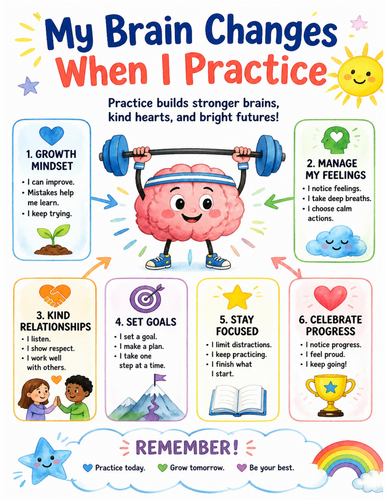 My Brain Changes When I Practice I Educational Poster I Classroom Decor