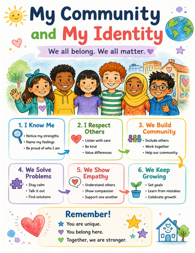 My Community and My Identity I Educational Poster I Classroom Decor