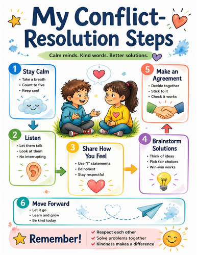 My Conflict-Resolution Steps I Educational Poster I Classroom Decor