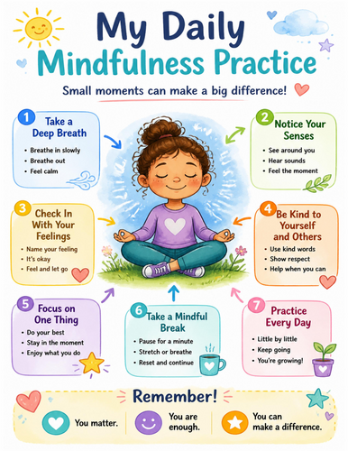 My Daily Mindfulness Practice I Educational Poster I Classroom Decor