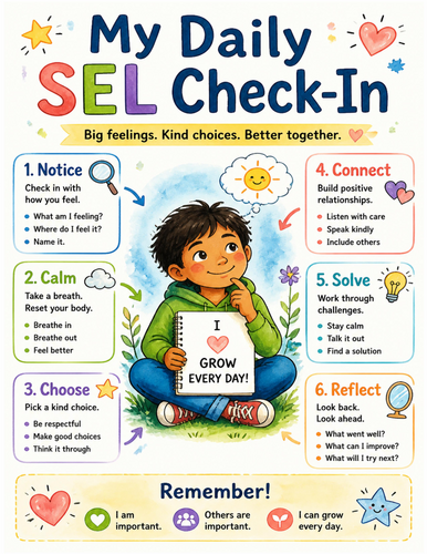 My Daily SEL Check-In I Educational Poster I Classroom Decor