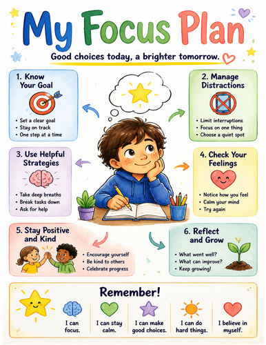 My Focus Plan I Educational Poster I Classroom Decor