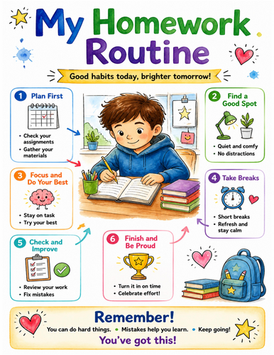 My Homework Routine I Educational Poster I Classroom Decor