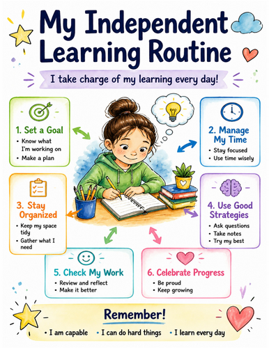 My Independent Learning Routine I Educational Poster I Classroom Decor