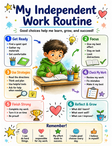 My Independent Work Routine I Educational Poster I Classroom Decor