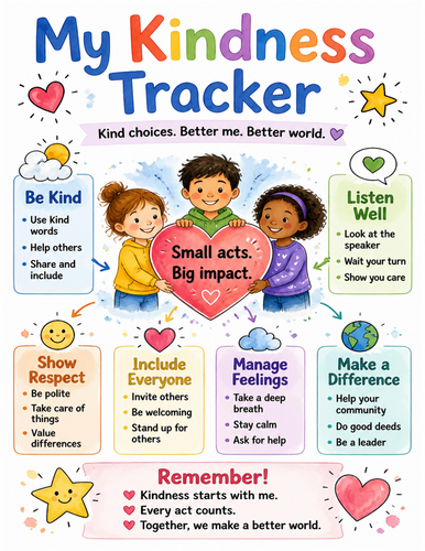 My Kindness Tracker I Educational Poster I Classroom Decor