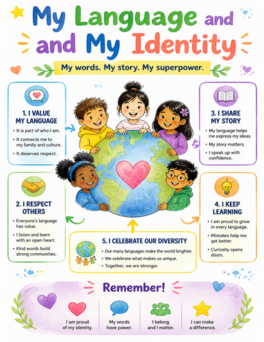 My Language and My Identity I Educational Poster I Classroom Decor