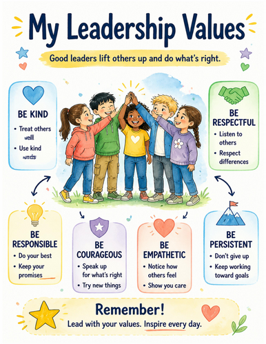 My Leadership Values I Educational Poster I Classroom Decor