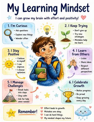 My Learning Mindset I Educational Poster I Classroom Decor