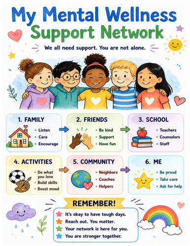 My Mental Wellness Support Network I Educational Poster I Classroom Decor