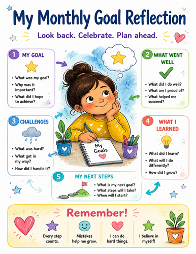 My Monthly Goal Reflection I Educational Poster I Classroom Decor