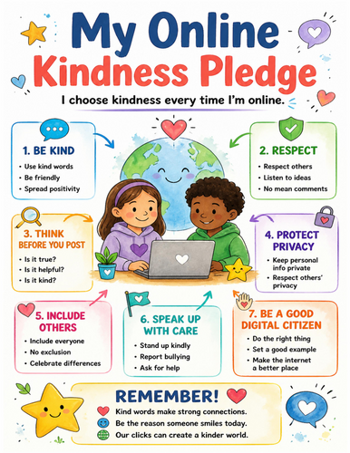 My Online Kindness Pledge I Educational Poster I Classroom Decor