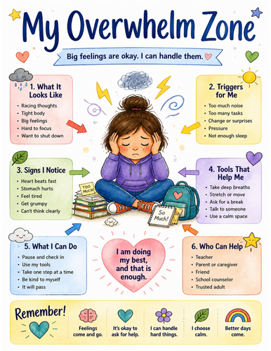 My Overwhelm Zone I Educational Poster I Classroom Decor