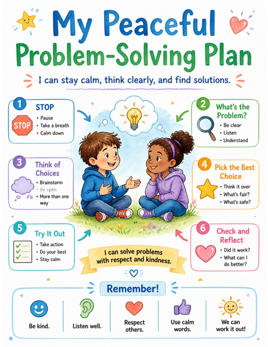 My Peaceful Problem-Solving Plan I Educational Poster I Classroom Decor