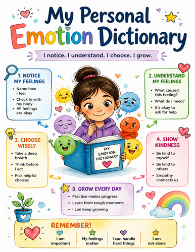 My Personal Emotion Dictionary I Educational Poster I Classroom Decor