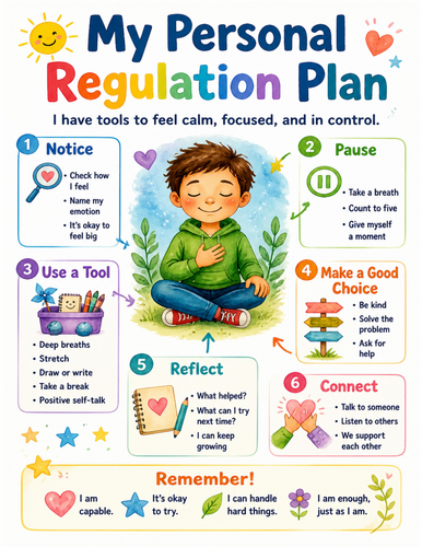 My Personal Regulation Plan I Educational Poster I Classroom Decor