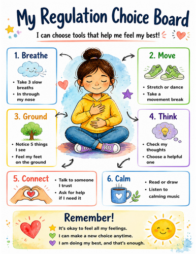 My Regulation Choice Board I Educational Poster I Classroom Decor