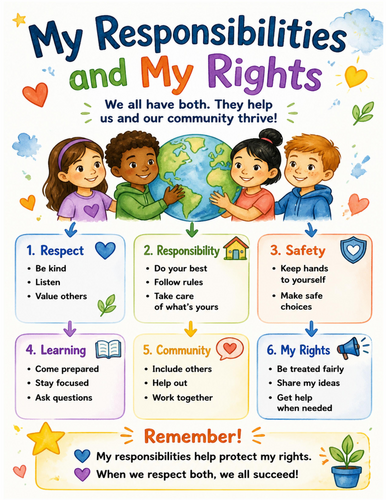 My Responsibilities and My Rights I Educational Poster I Classroom Decor