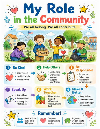My Role in the Community I Educational Poster I Classroom Decor