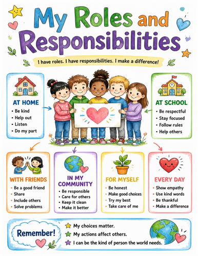 My Roles and Responsibilities I Educational Poster I Classroom Decor