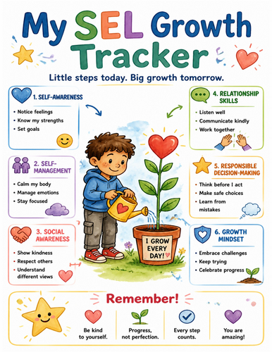 My SEL Growth Tracker I Educational Poster I Classroom Decor