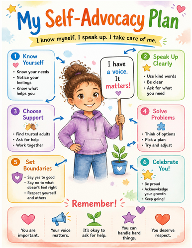My Self-Advocacy Plan I Educational Poster I Classroom Decor