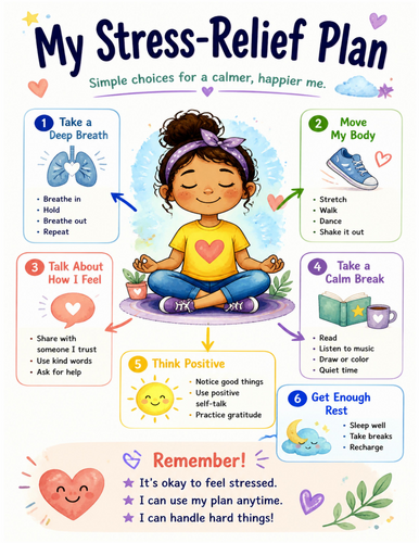 My Stress-Relief Plan I Educational Poster I Classroom Decor
