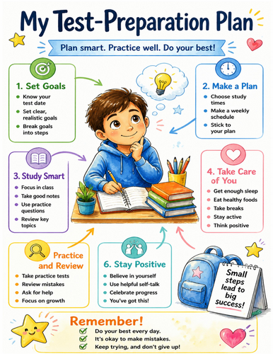 My Test-Preparation Plan I Educational Poster I Classroom Decor
