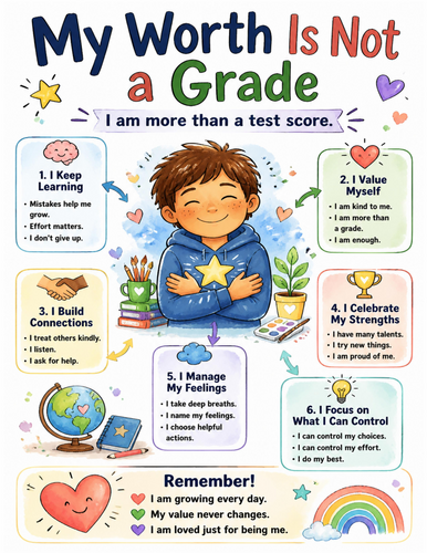 My Worth Is Not a Grade I Educational Poster I Classroom Decor