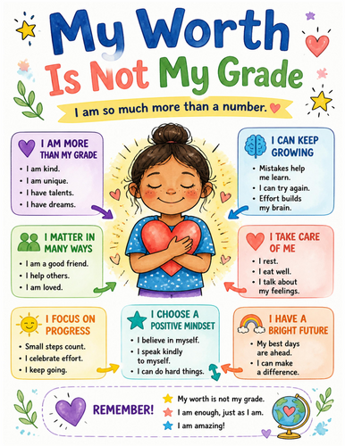 My Worth Is Not My Grade I Educational Poster I Classroom Decor