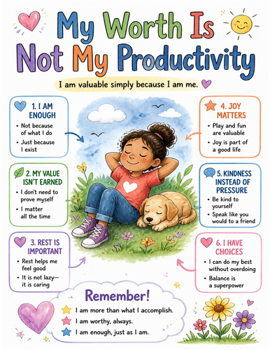 My Worth Is Not My Productivity I Educational Poster I Classroom Decor