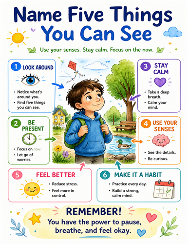 Name Five Things You Can See I Educational Poster I Classroom Decor