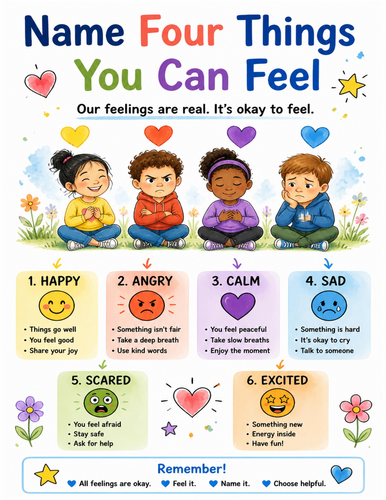 Name Four Things You Can Feel I Educational Poster I Classroom Decor