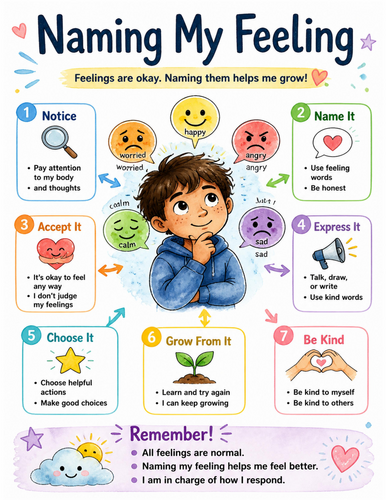 Naming My Feeling I Educational Poster I Classroom Decor