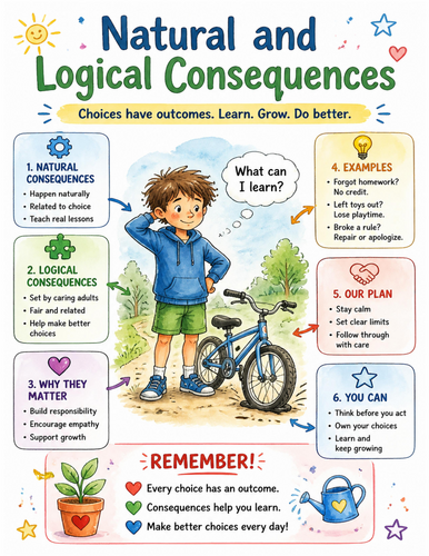 Natural and Logical Consequences I Educational Poster I Classroom Decor