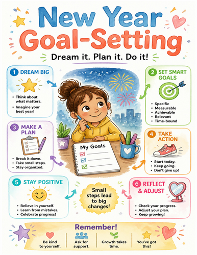 New Year Goal-Setting I Educational Poster I Classroom Decor