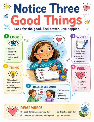 Notice Three Good Things I Educational Poster I Classroom Decor