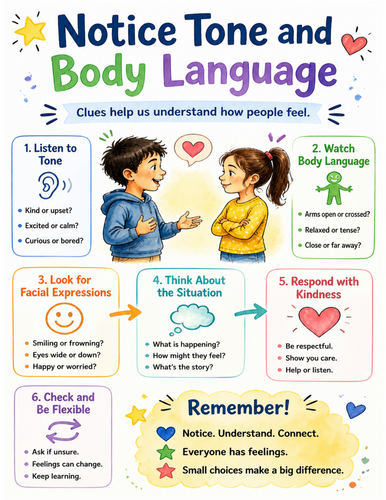 Notice Tone and Body Language I Educational Poster I Classroom Decor
