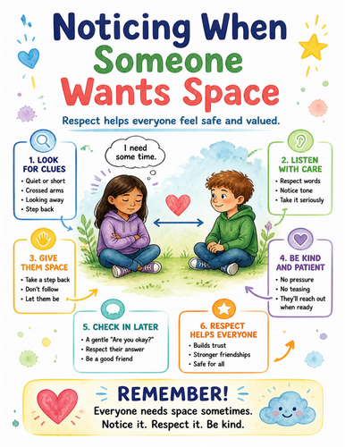 Noticing When Someone Wants Space I Educational Poster I Classroom Decor