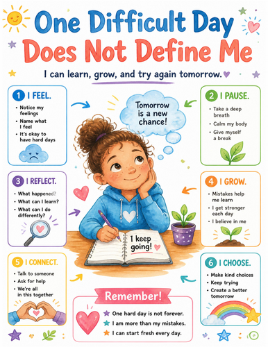 One Difficult Day Does Not Define Me I Educational Poster I Classroom Decor