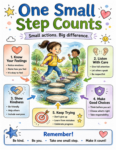 One Small Step Counts I Educational Poster I Classroom Decor
