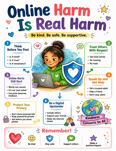 Online Harm Is Real Harm I Educational Poster I Classroom Decor