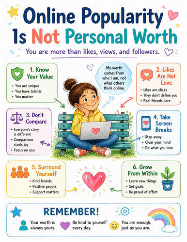 Online Popularity Is Not Personal Worth I Educational Poster I Classroom Decor