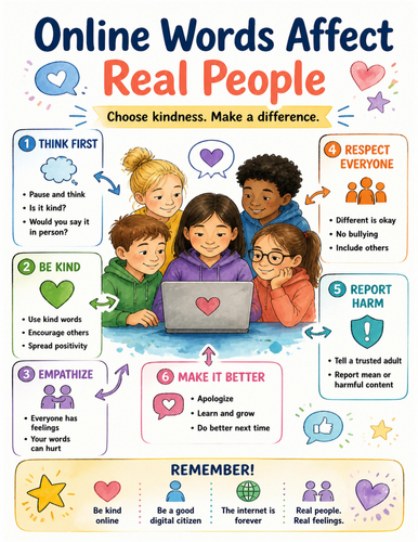 Online Words Affect Real People I Educational Poster I Classroom Decor