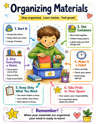 Organizing Materials I Educational Poster I Classroom Decor
